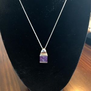 Silver and purple pendant necklace